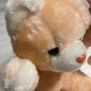 Vtg Fairview Peach Nose Teddy Bear Plush Cap White Ears Feet Pastel Taiwan Rare
